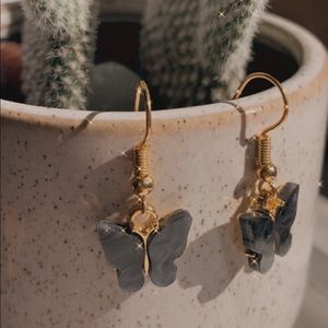 Black Shimmering Butterfly Earrings
